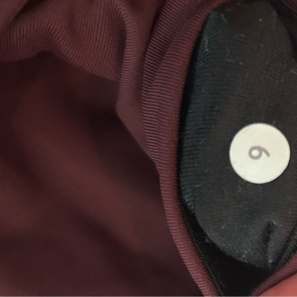 Lululemon Tight Stuff Tight Burgundy Mesh Panel Running Leggings Pink Zip Size 6 - Picture 6 of 11